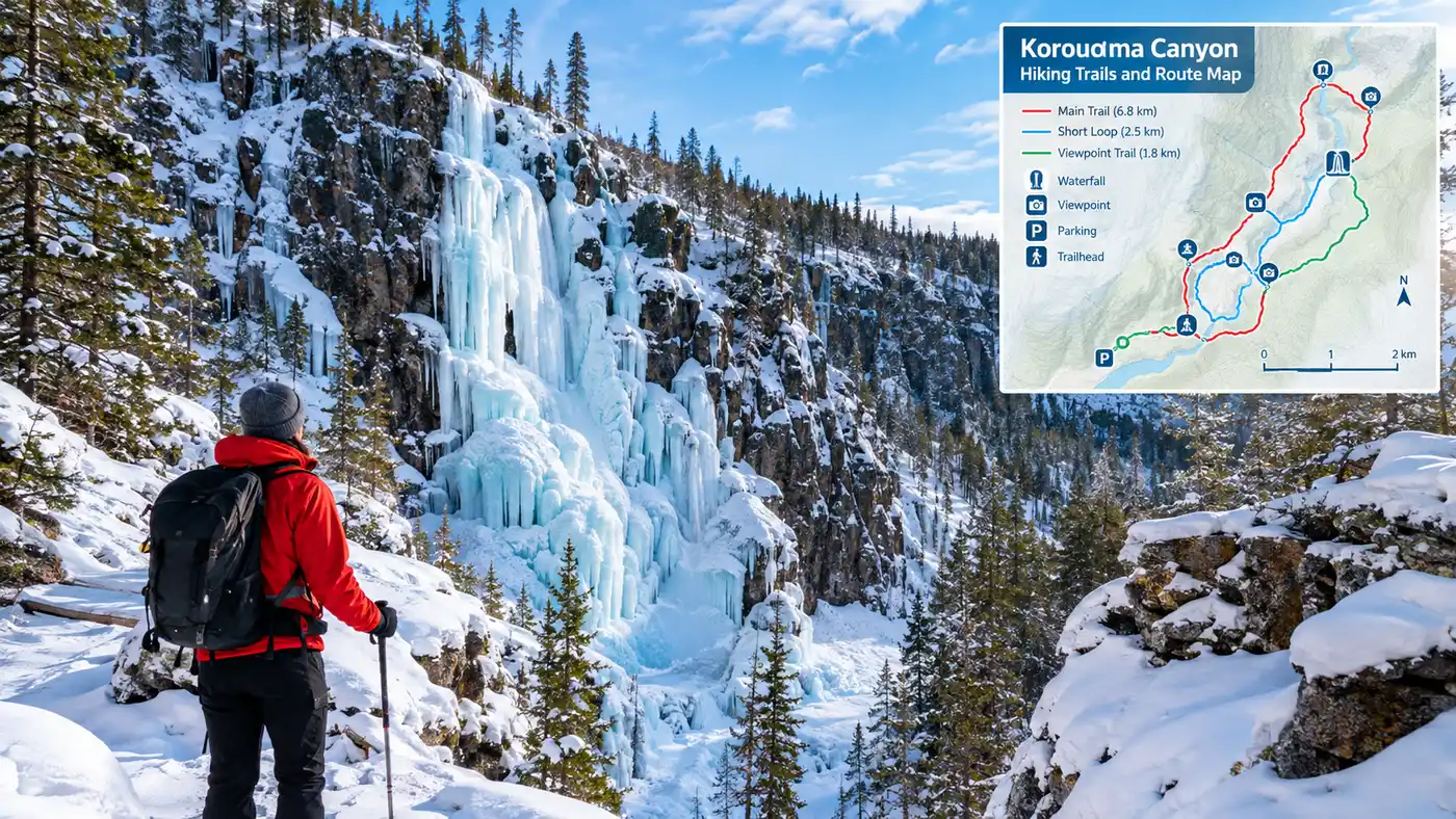 Korouoma Canyon Hiking Trails and Route Map